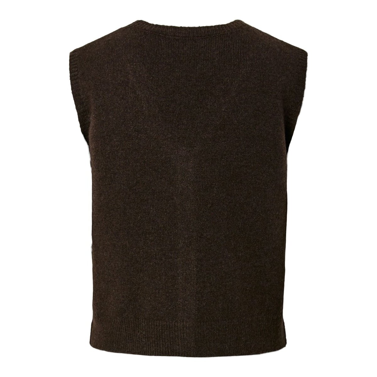 Gilet sans manches col V marron chocolat, PIECES