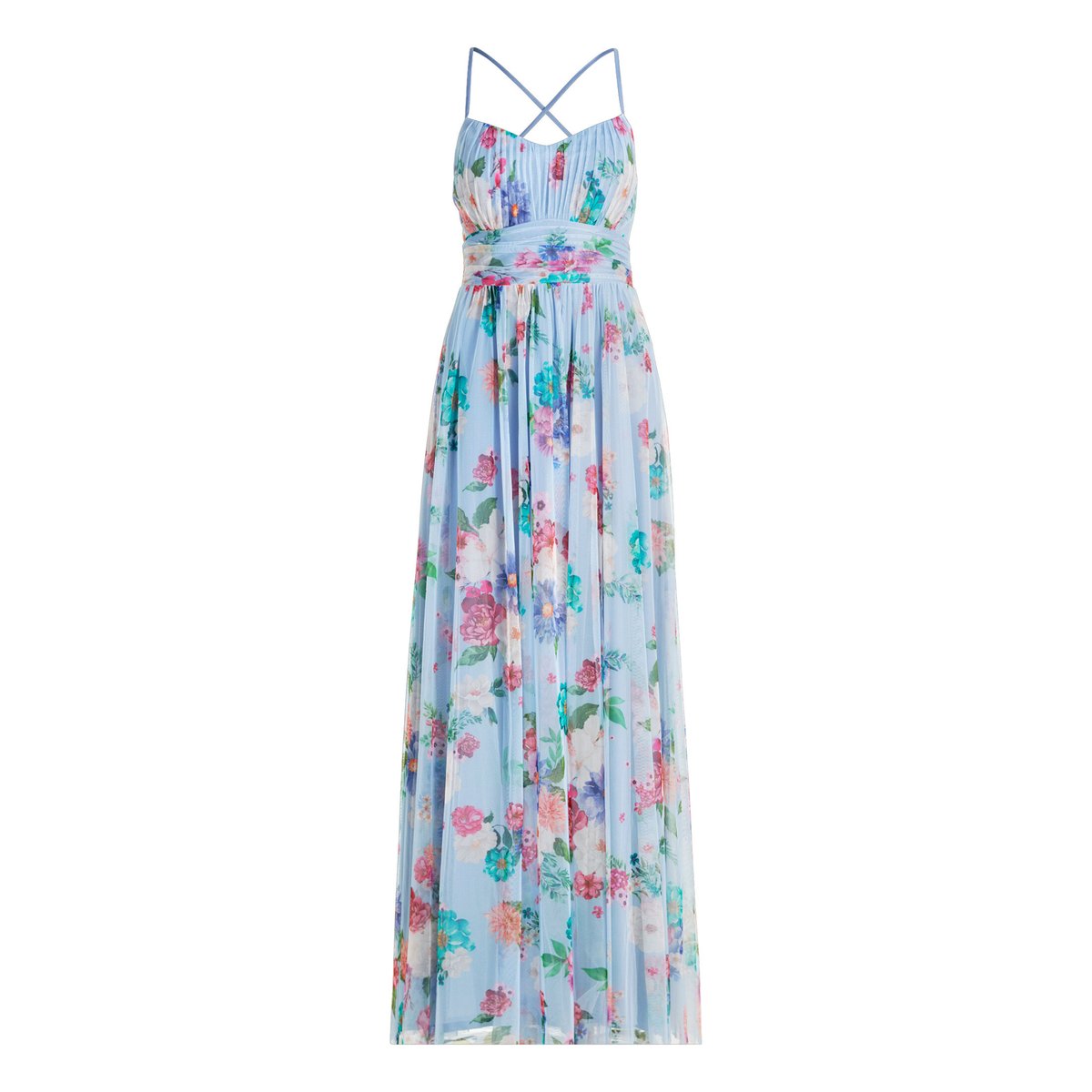 Robe de soirée à imprimé à fleurs blue/rosé, VERA MONT