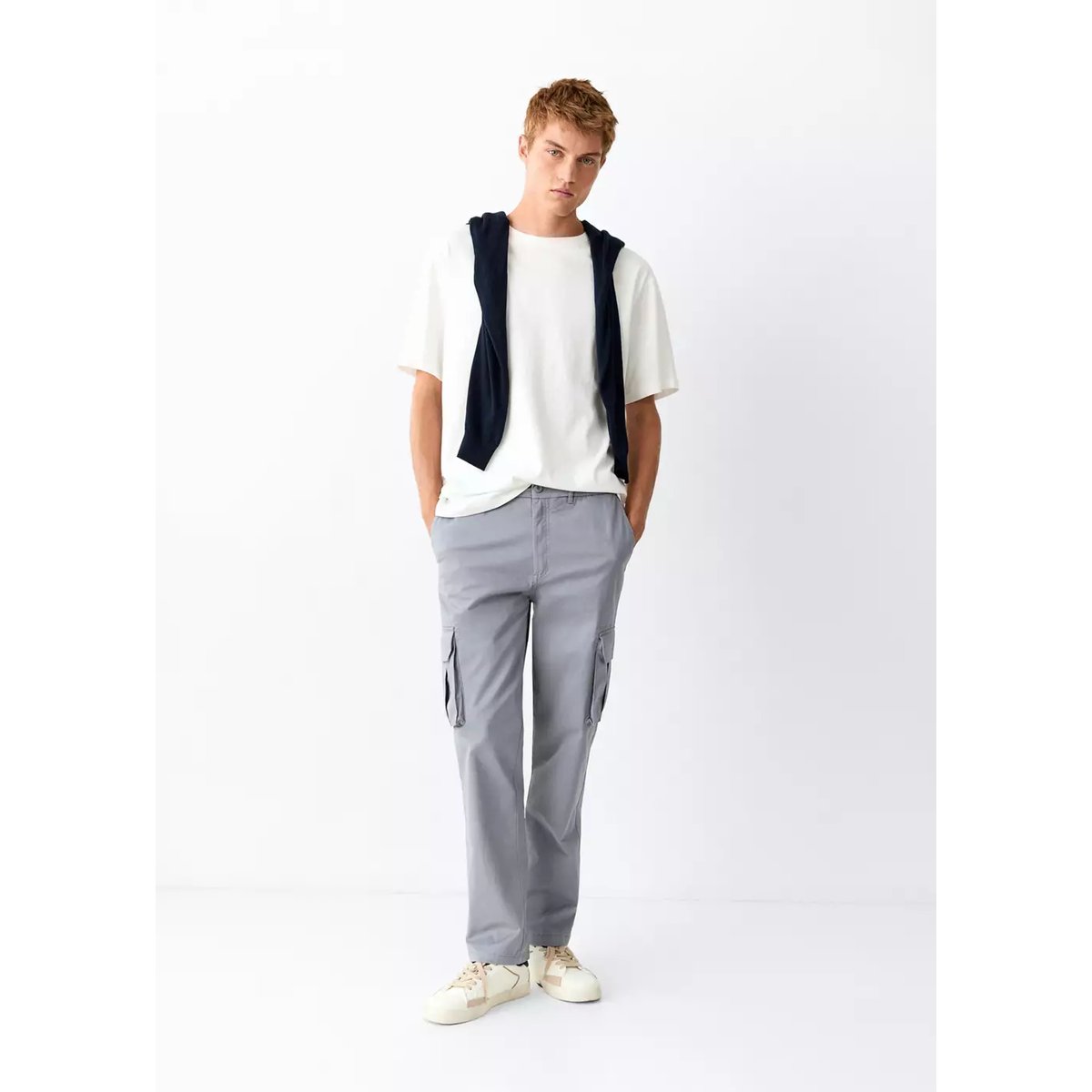 Pantalon droit cargo gris, MANGO TEEN