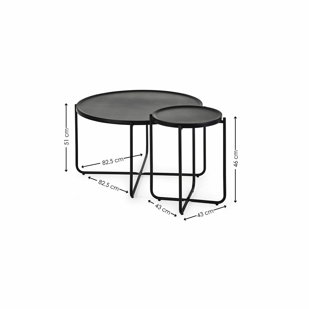 Sarina Metal Round Coffee and Lamp Table Set black, SO'HOME