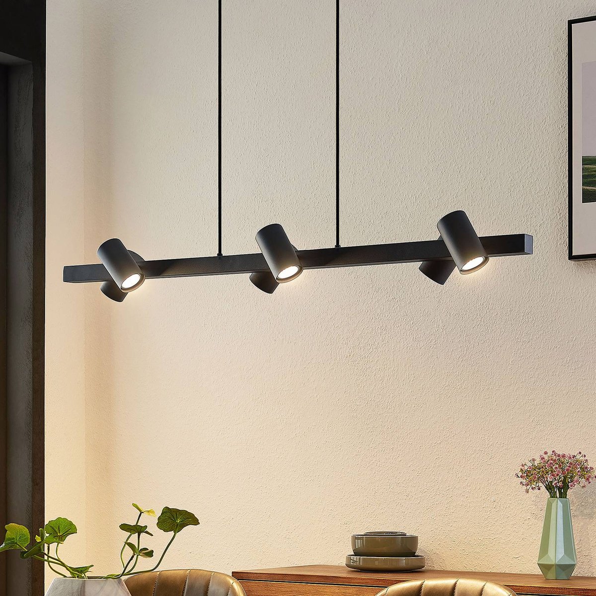 Suspension en métal moderne, Savoli noir, LINDBY