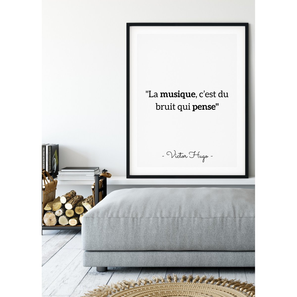 Affiche Victor Hugo 'La musique...' blanc, L'AFFICHERIE