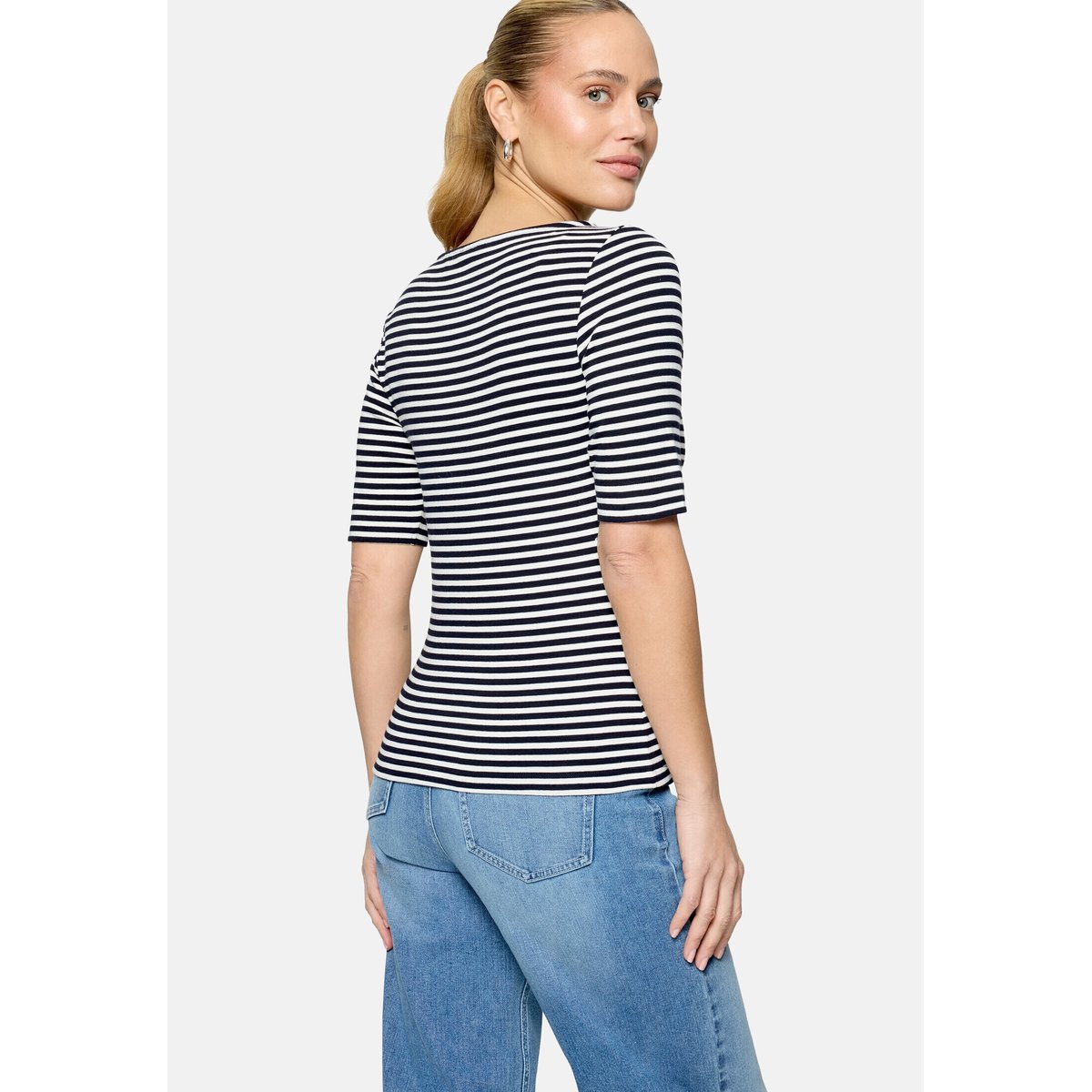 T-shirt basique à encolure bateau cream/dark blue, ZERO