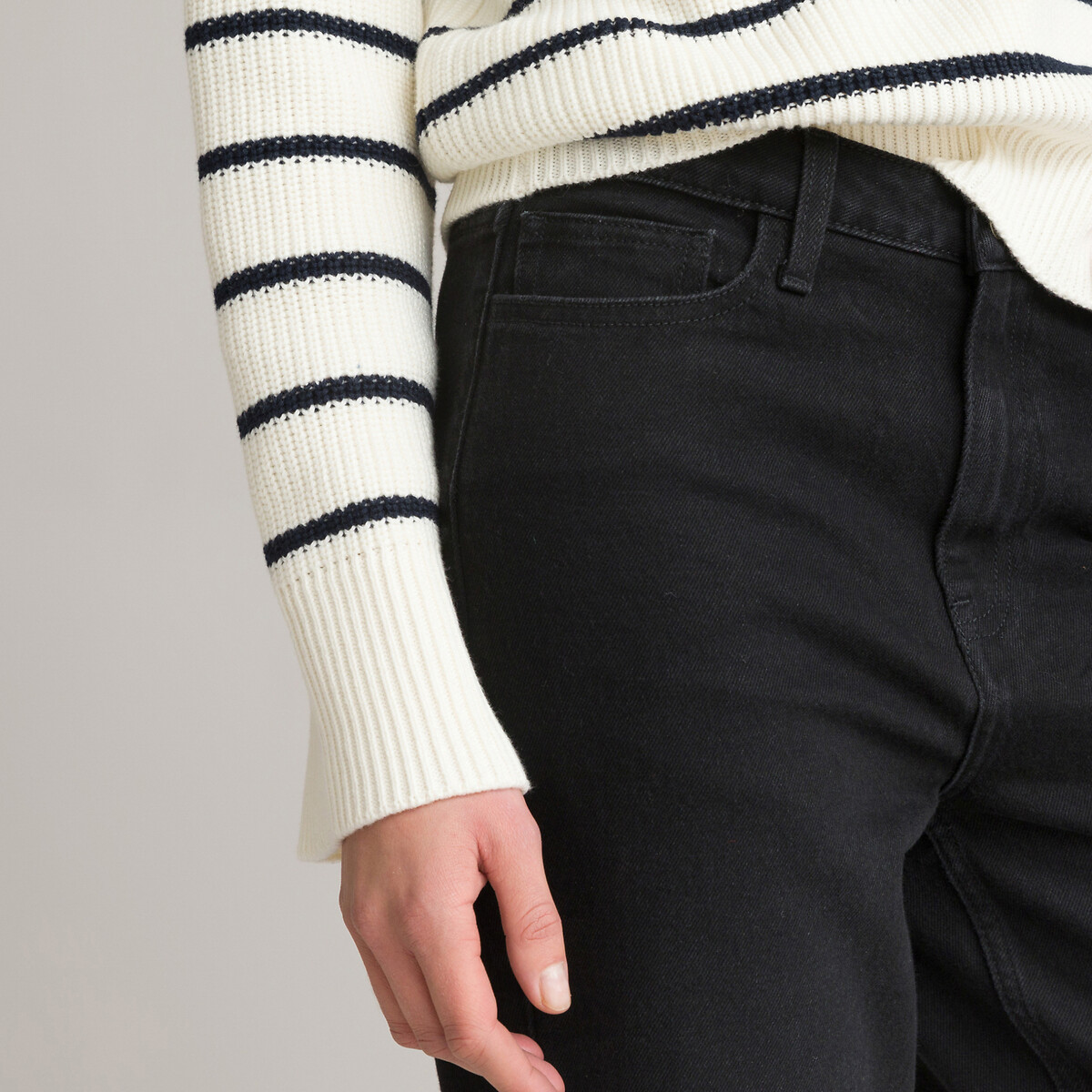 High Waist Boyfriend Jeans brushed black, LA REDOUTE COLLECTIONS