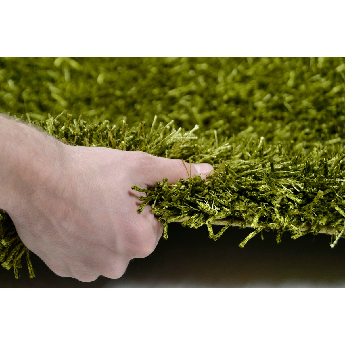 Tapis salon shaggy Girly longs poils argent, THEKO