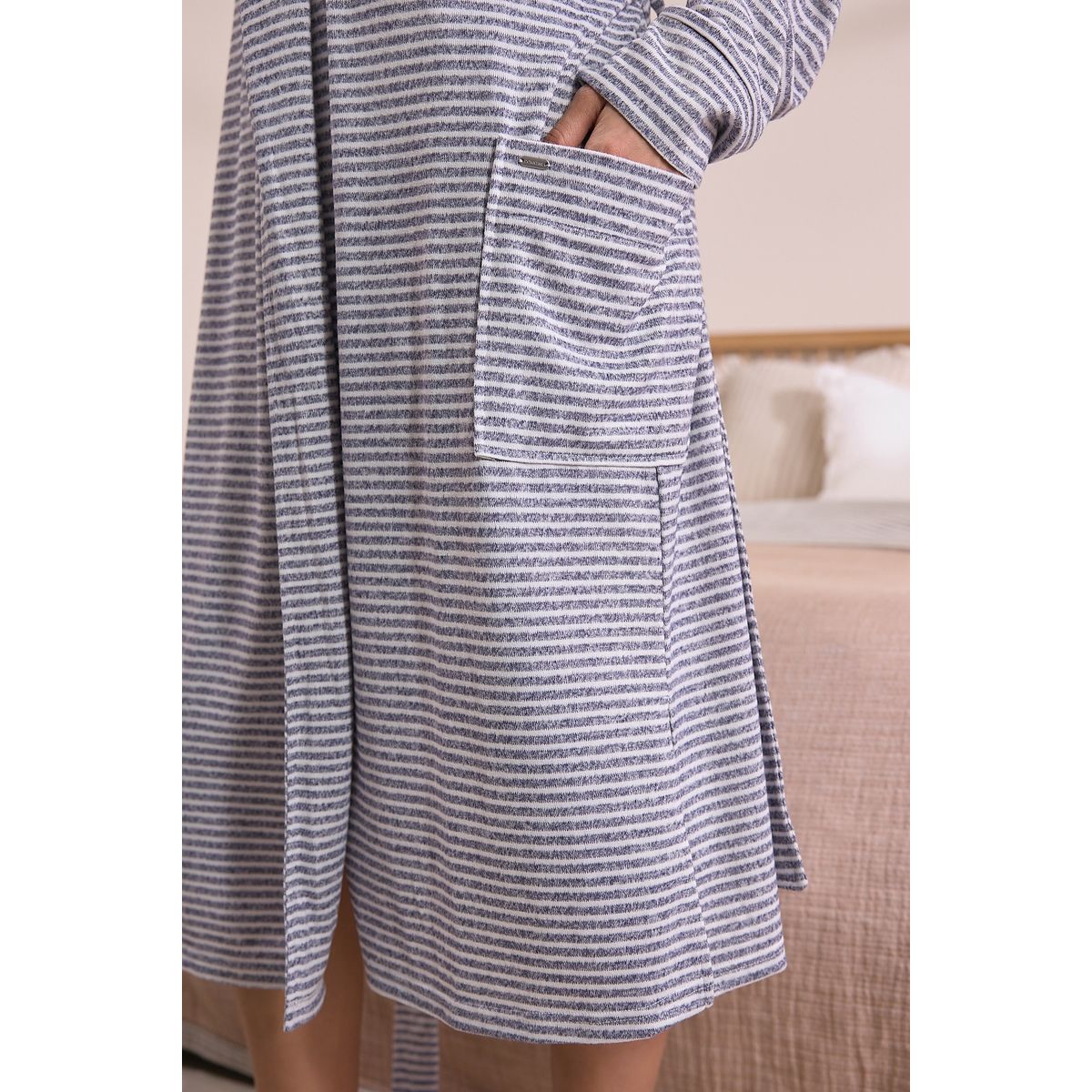 Robe de chambre léger confortable gris rayé, NEXT