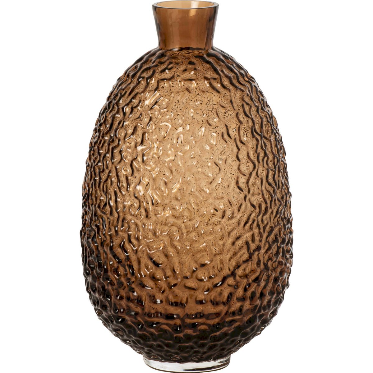 Vase ovale texturé en verre marron, RECOLLECTION