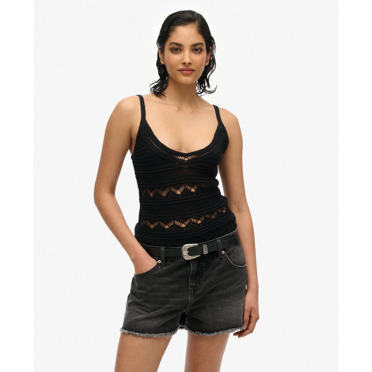 Caraco en crochet noir, SUPERDRY
