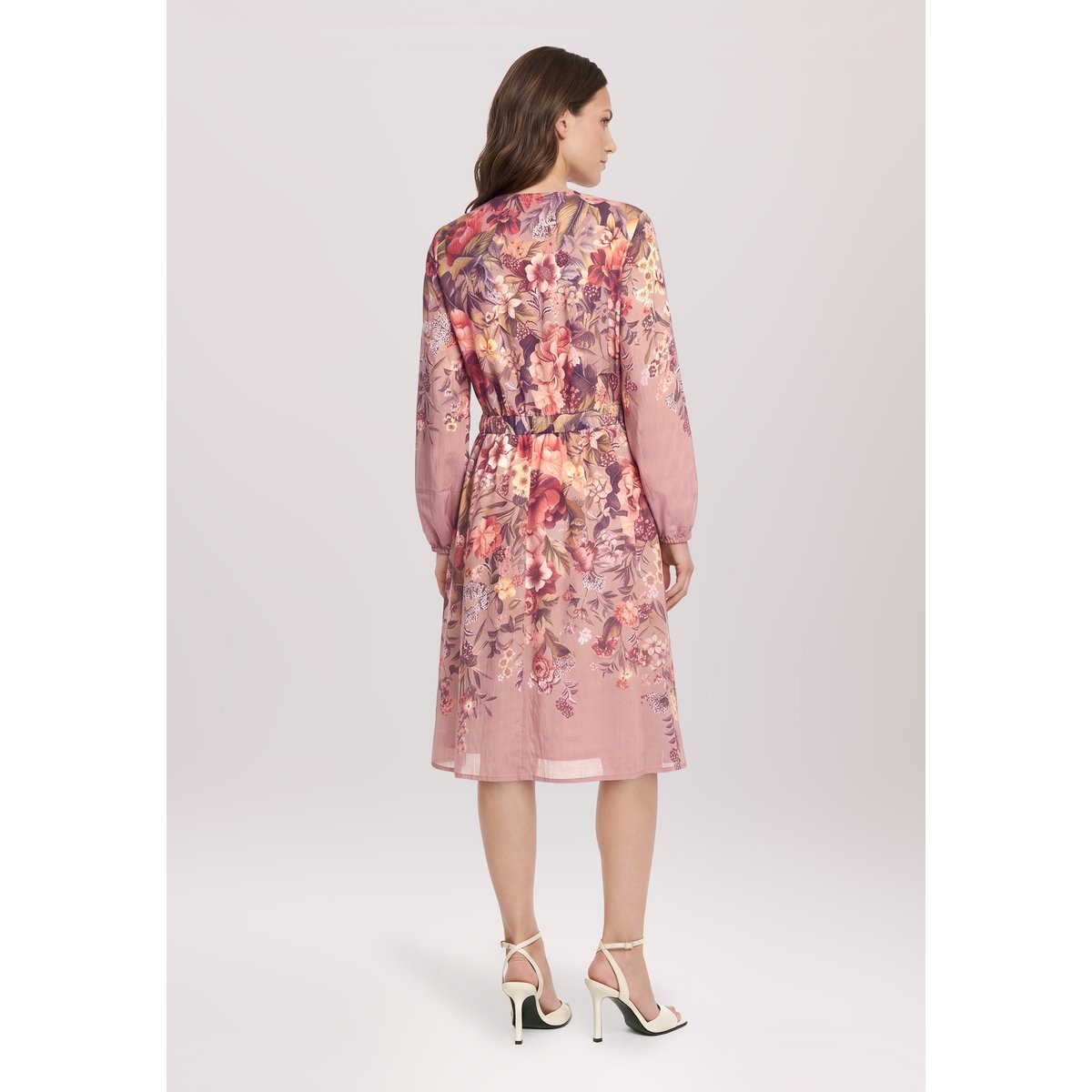 Robe longueur midi à imprimé dark pink/rosé, VERA MONT