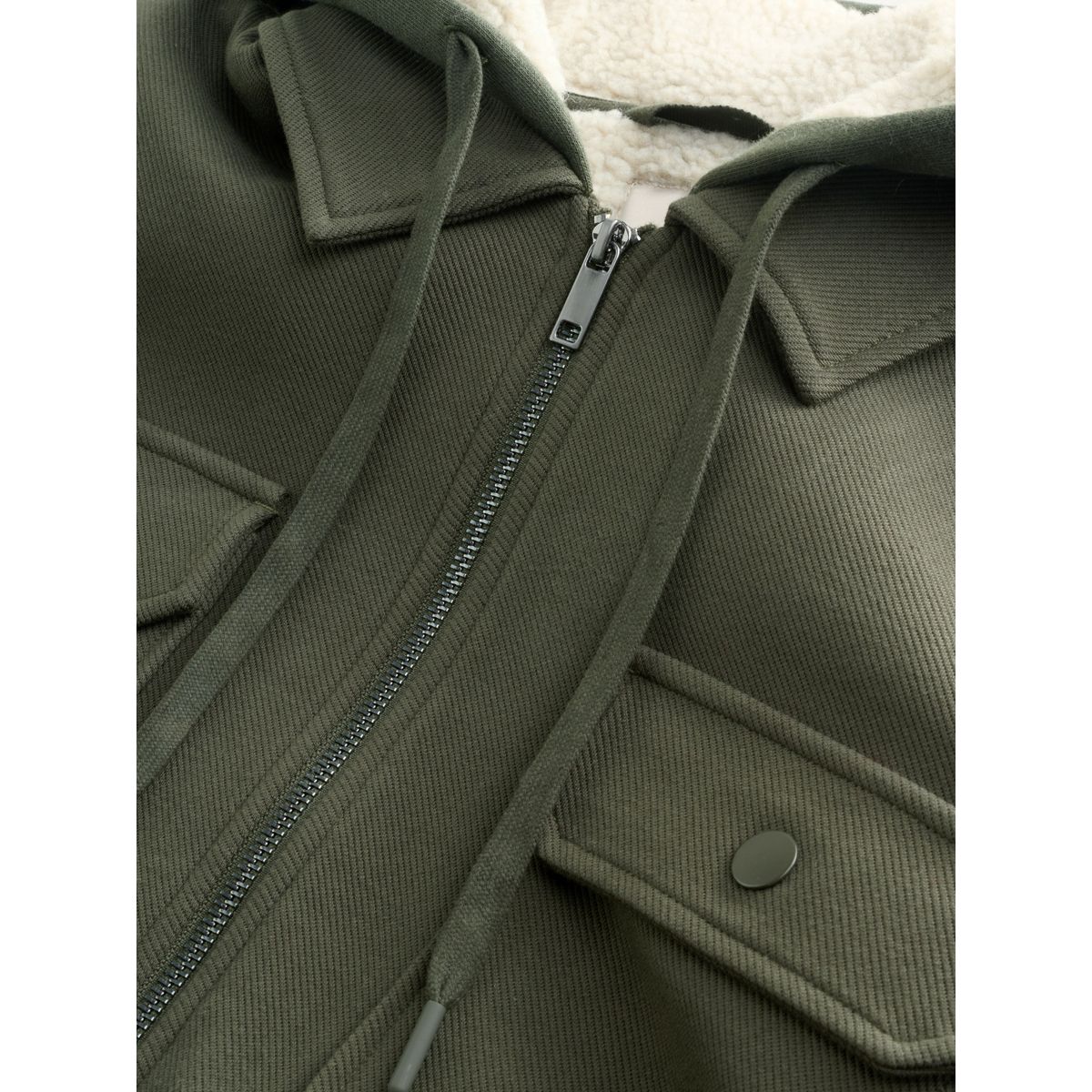Veste-chemise doublée de peau lainée vert kaki, NEXT