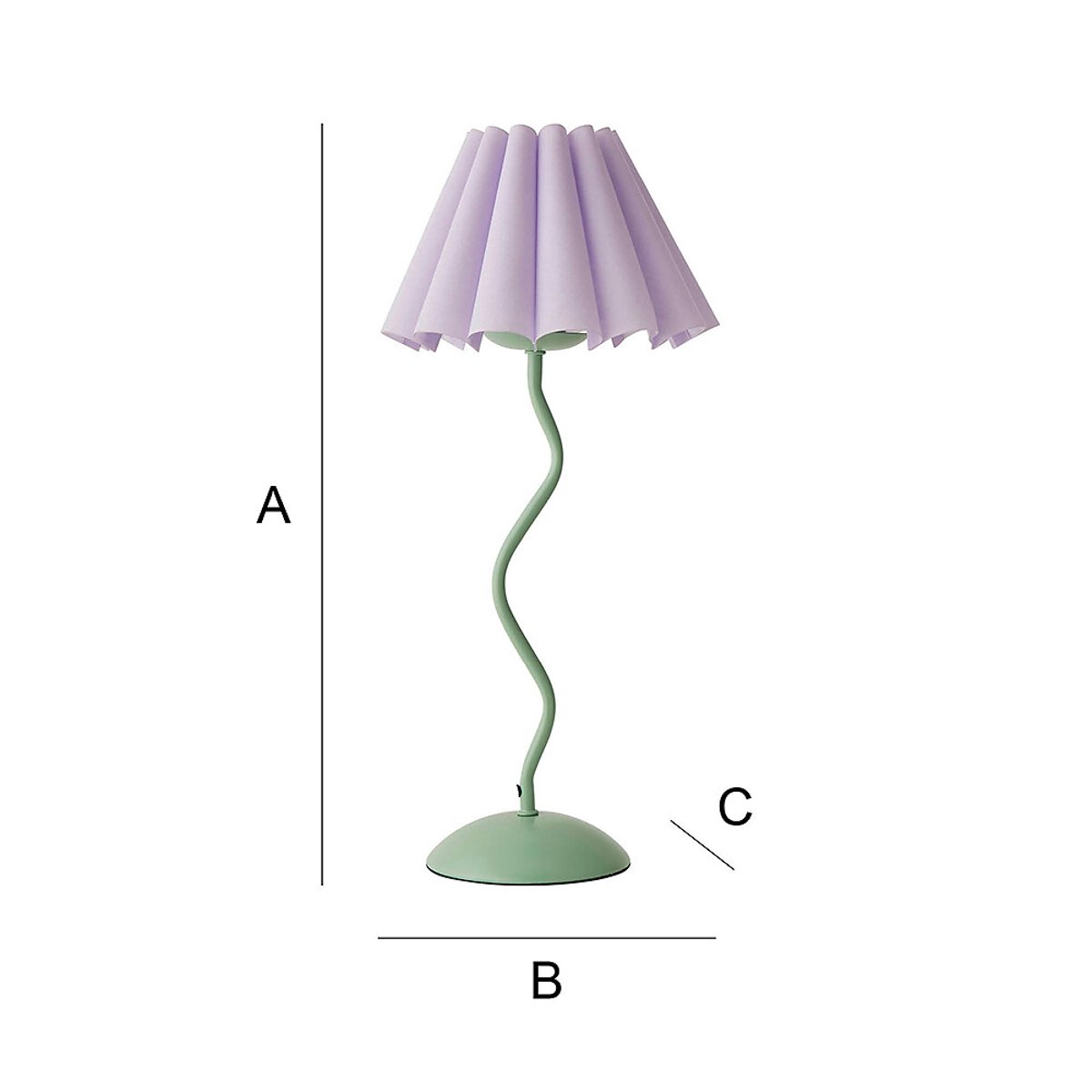 Winnie Wiggle Metal Table Lamp with Pleated Scallop Shade green, SO'HOME