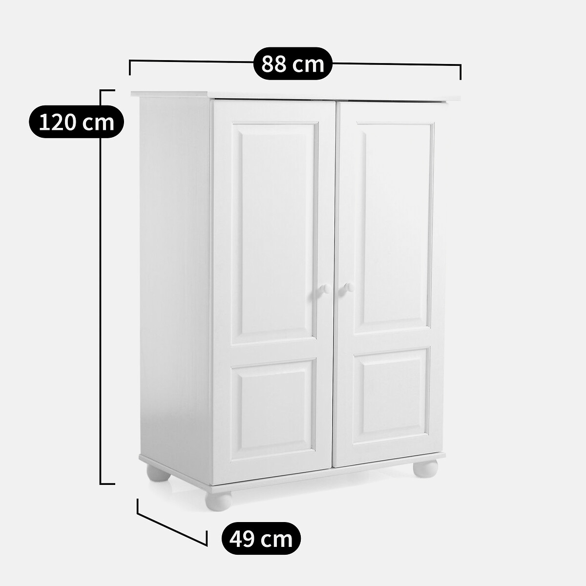 Armadio H120 cm, guardaroba, Redmond bianco, SO'HOME