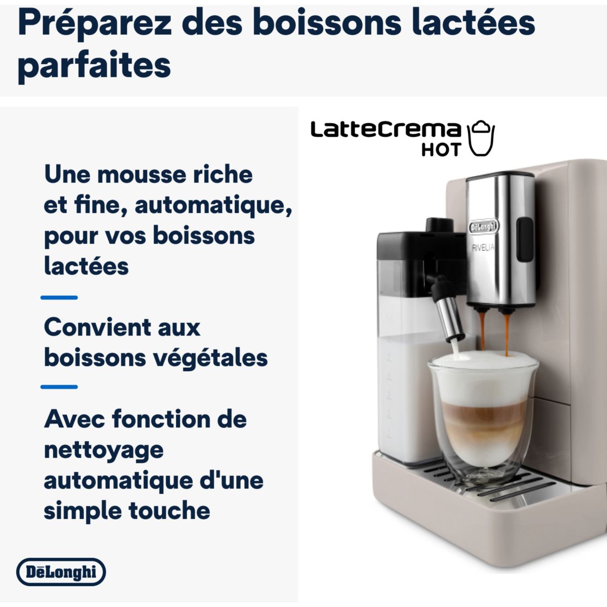 Expresso Broyeur FEB4455.BG Rivelia Latte Beige couleur unique, DELONGHI