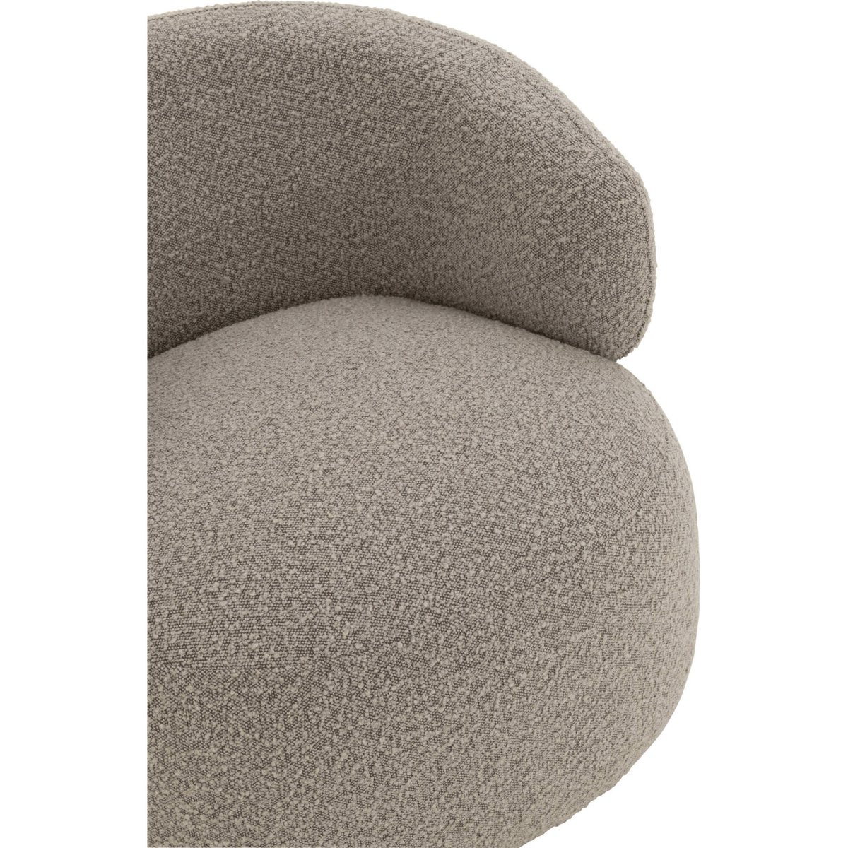 Fauteuil pivotant rond en bois assise mousse taupe clair texturé, RECOLLECTION