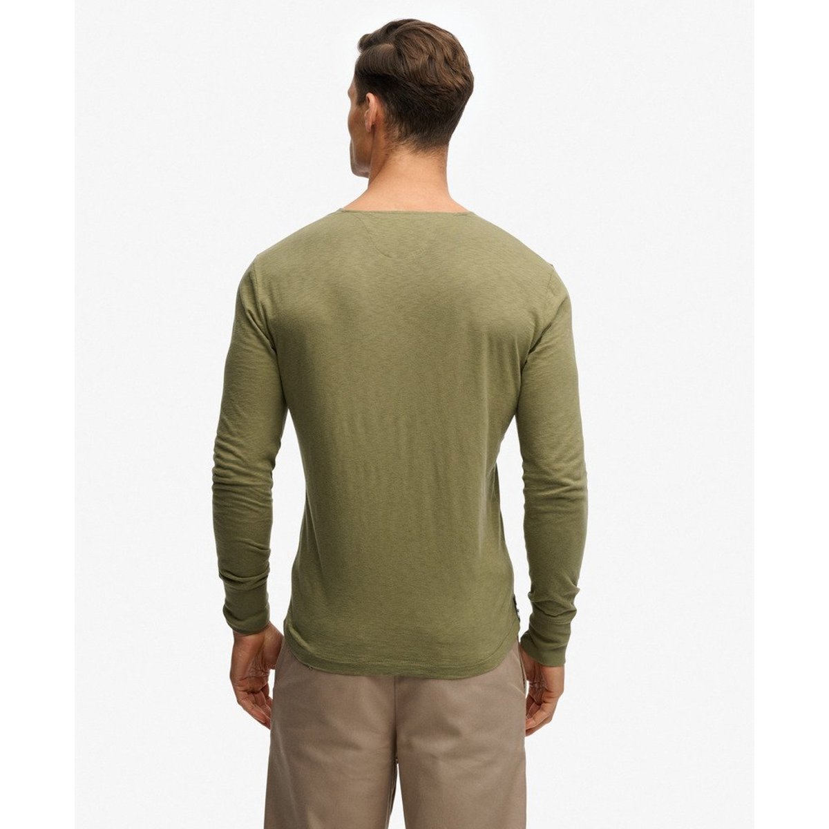 T-shirt Henley Léger The Merchant Store kaki sauvage, SUPERDRY