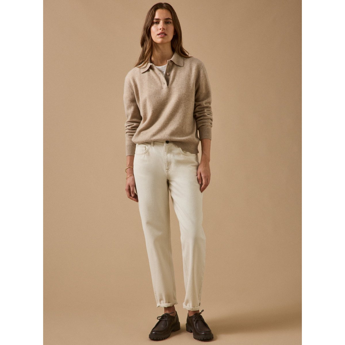 Pull col polo - Collection Cachemire grege, CYRILLUS