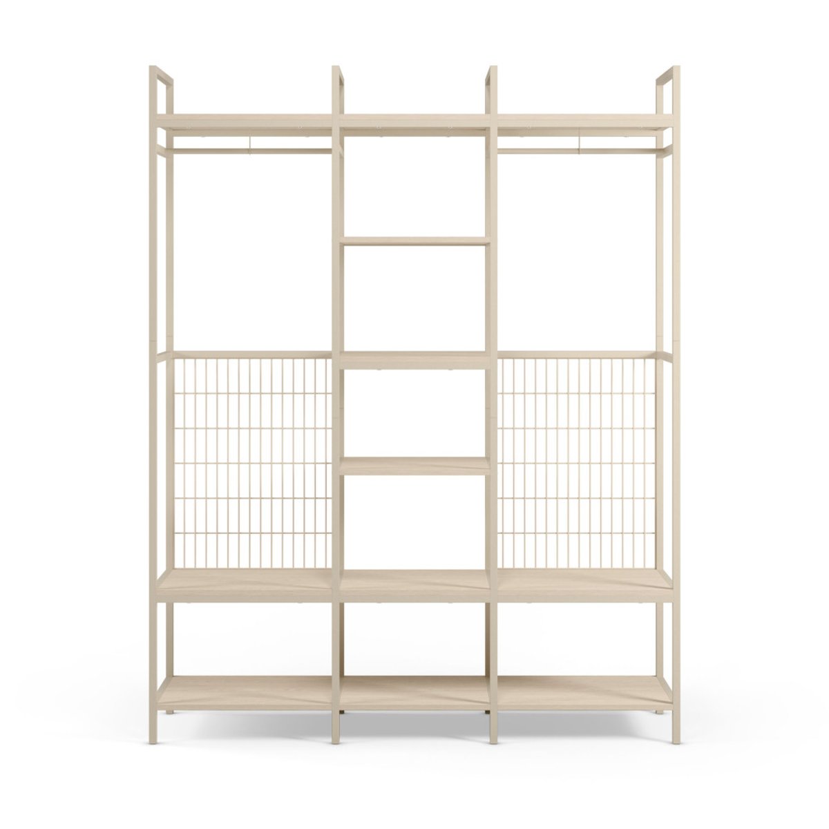 Dressing ouvert modulable 3 éléments en métal et bois L140xH179,5cm- AQABA beige, DRAWER