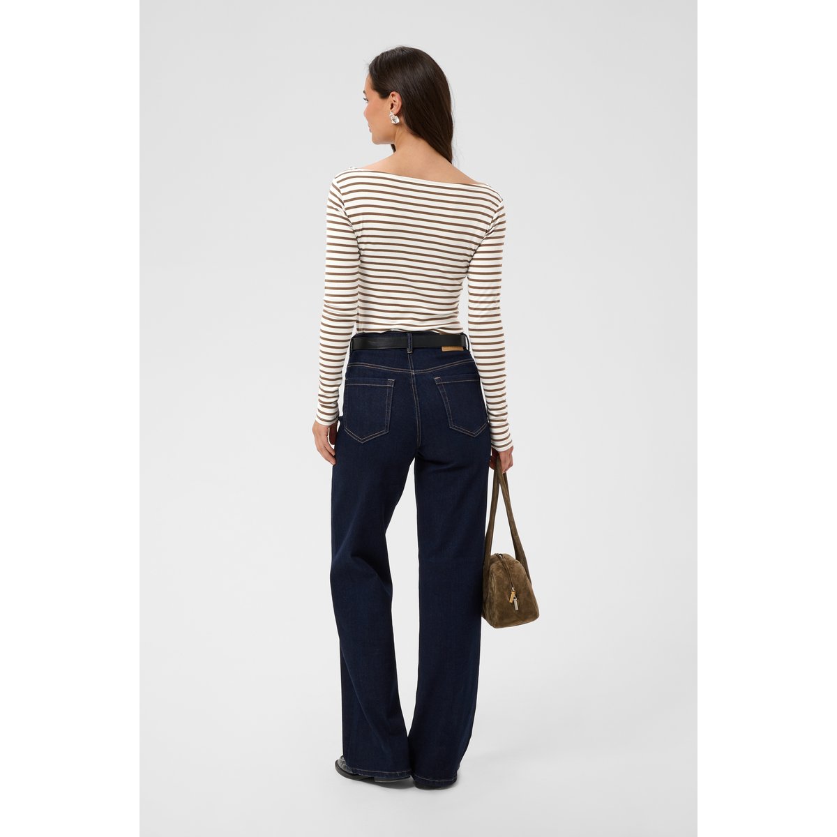 T-shirt à manches longues blanc vert chalk/carafe stripe, KAFFE