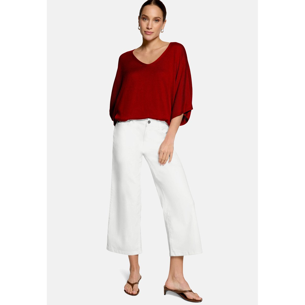 Pull-over en fine maille manches courtes candy red, ZERO