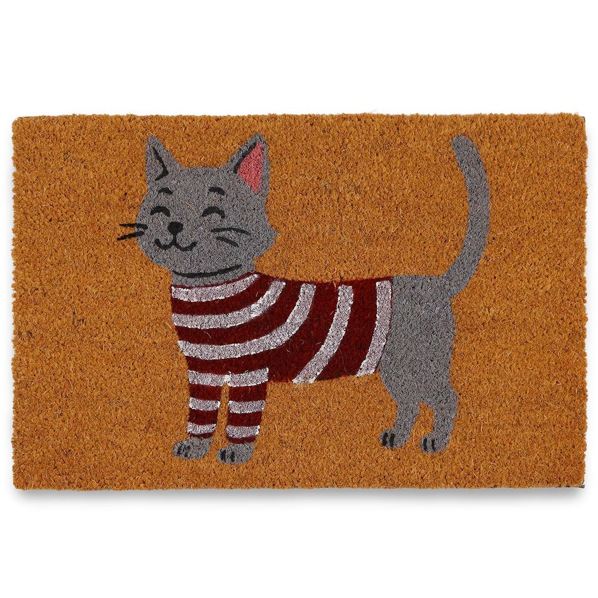 Paillasson coco chat pull rayé 60x40x2cm marron, WADIGA