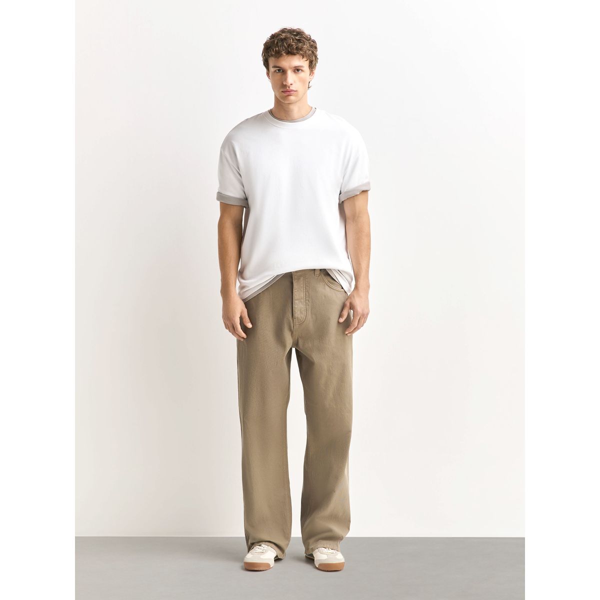 Pantalon à cinq poches en coton majoritaire sable, NEXT