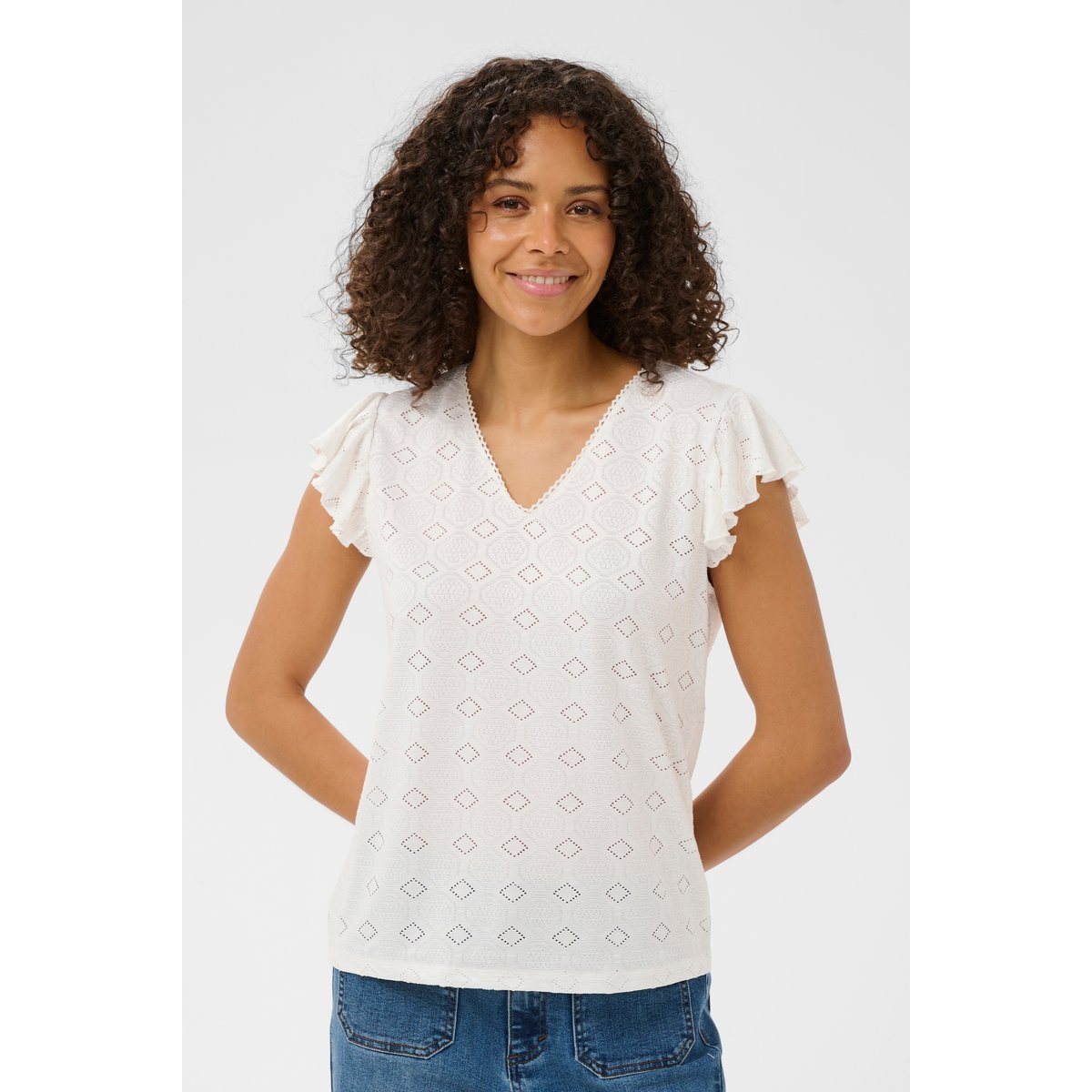 Blouse à manches courtes blanc chalk, KAFFE