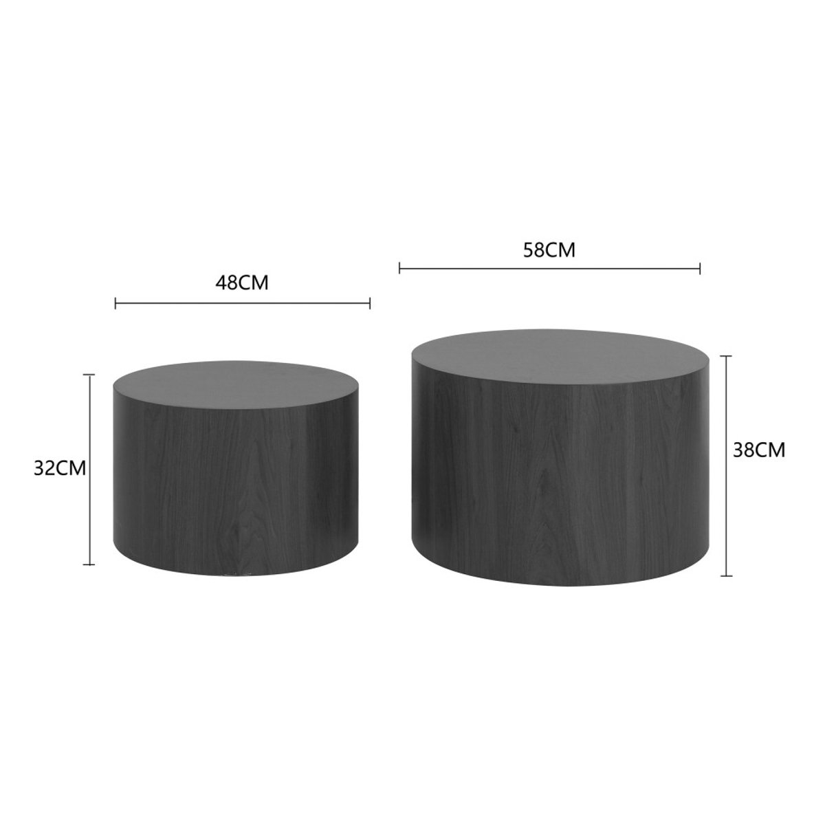 Lot de 2 tables d'appoint en bois- ELVA bois foncé, DRAWER