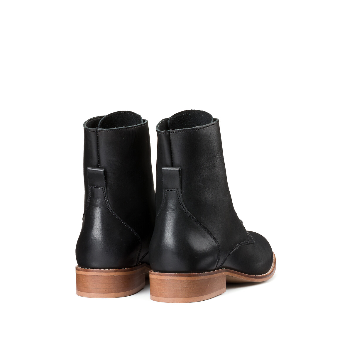 Leather Ankle Boots with Laces black, LA REDOUTE COLLECTIONS