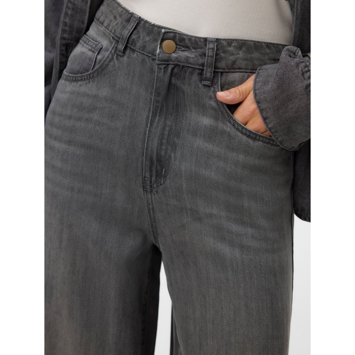 Jean À Coupe Large medium grey denim, VERO MODA