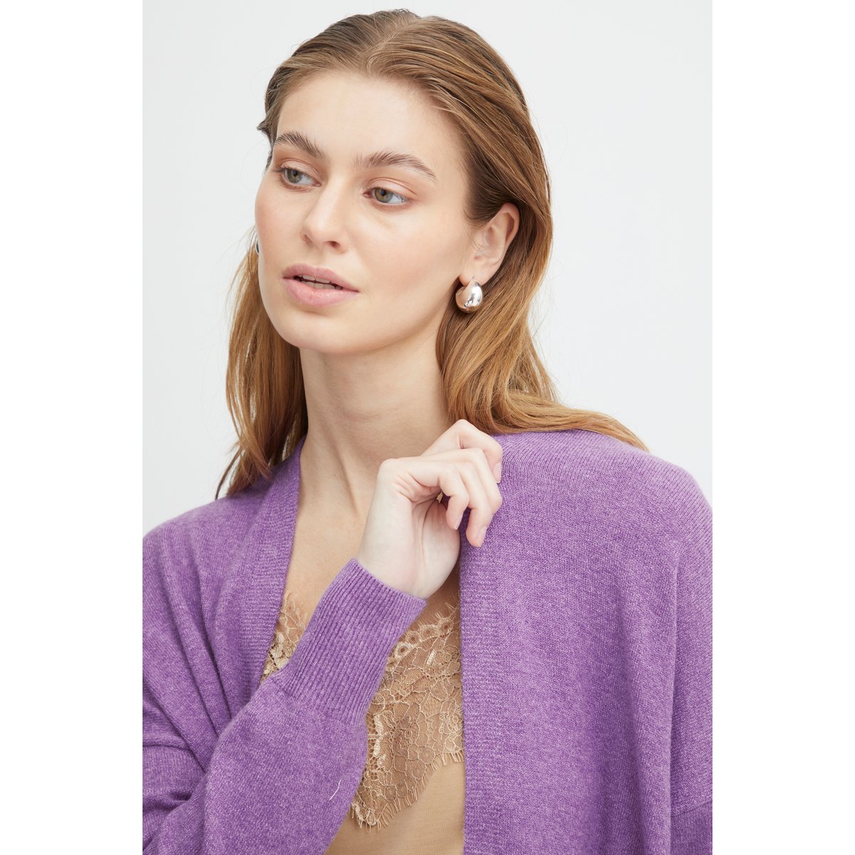 Knitted cardigan violet chive blossom, ICHI
