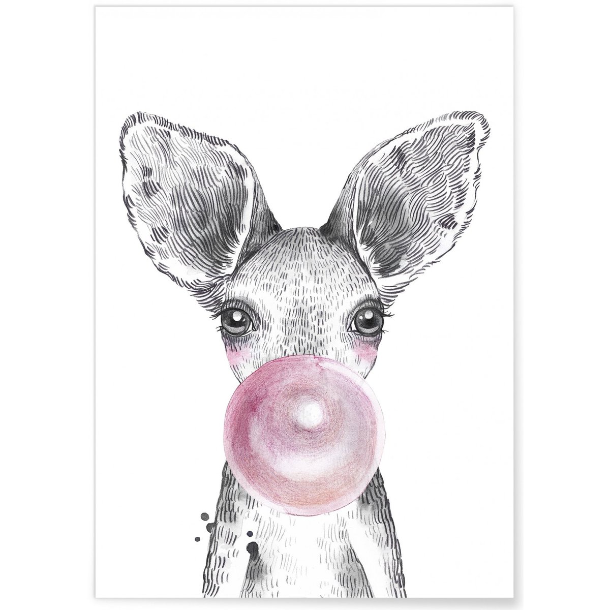 Affiche 'Bulle de Kangourou Rose' blanc, L'AFFICHERIE