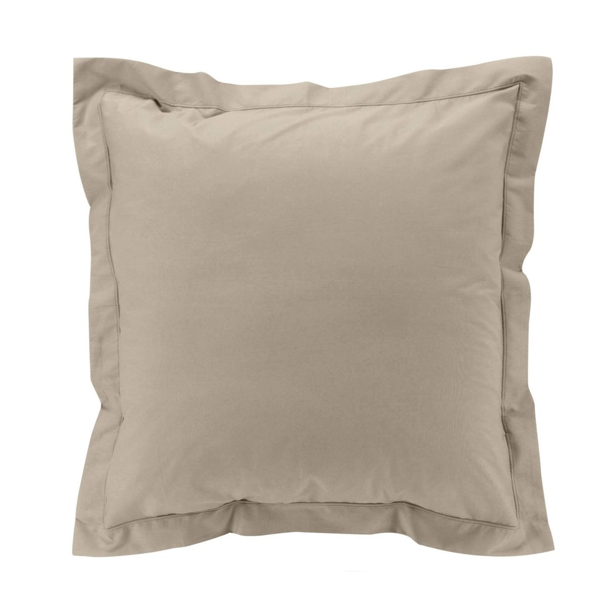 Taie d'oreiller volant plat 100% percale de coton ORIGINE sable, DOUCEUR D'INTÉRIEUR