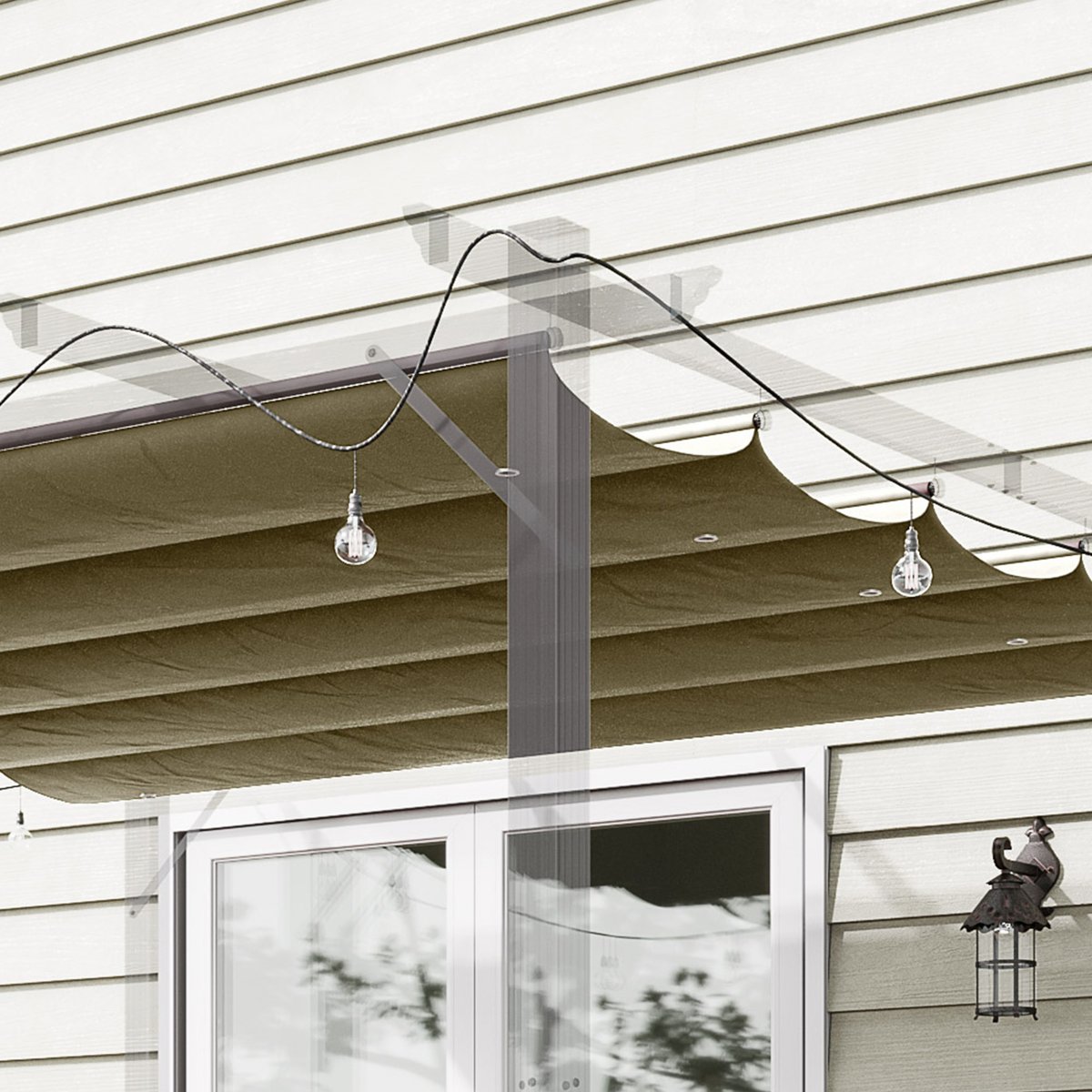 Toit de cabine de rechange Polyester Ecru ecru, OUTSUNNY