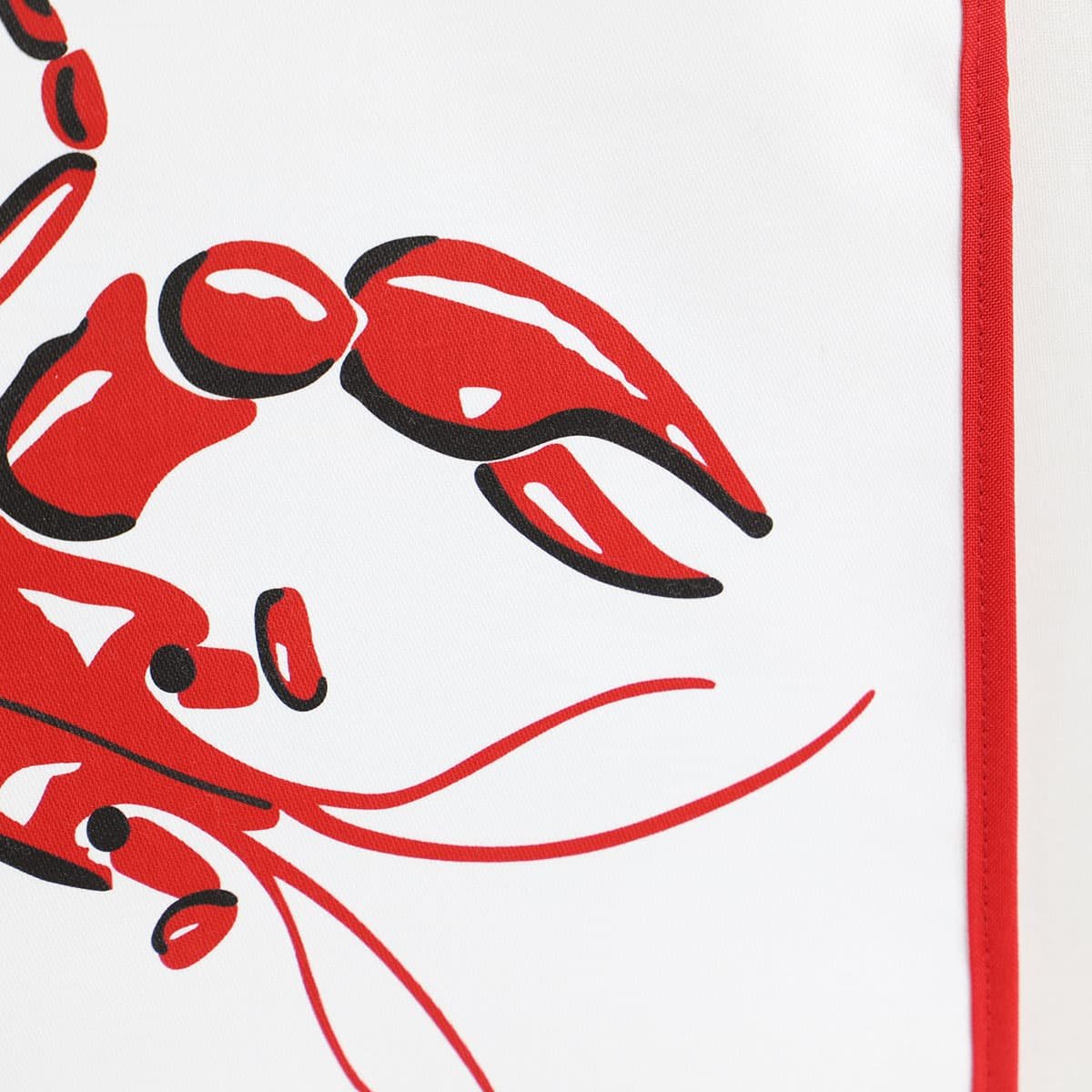 Lot de 2 bavoirs coton 57 fils imprimé adultes HOMARD rouge, LINANDELLE