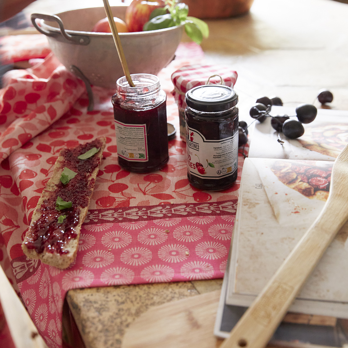 Torchon en Coton, CERISES griotte, LE JACQUARD FRANCAIS