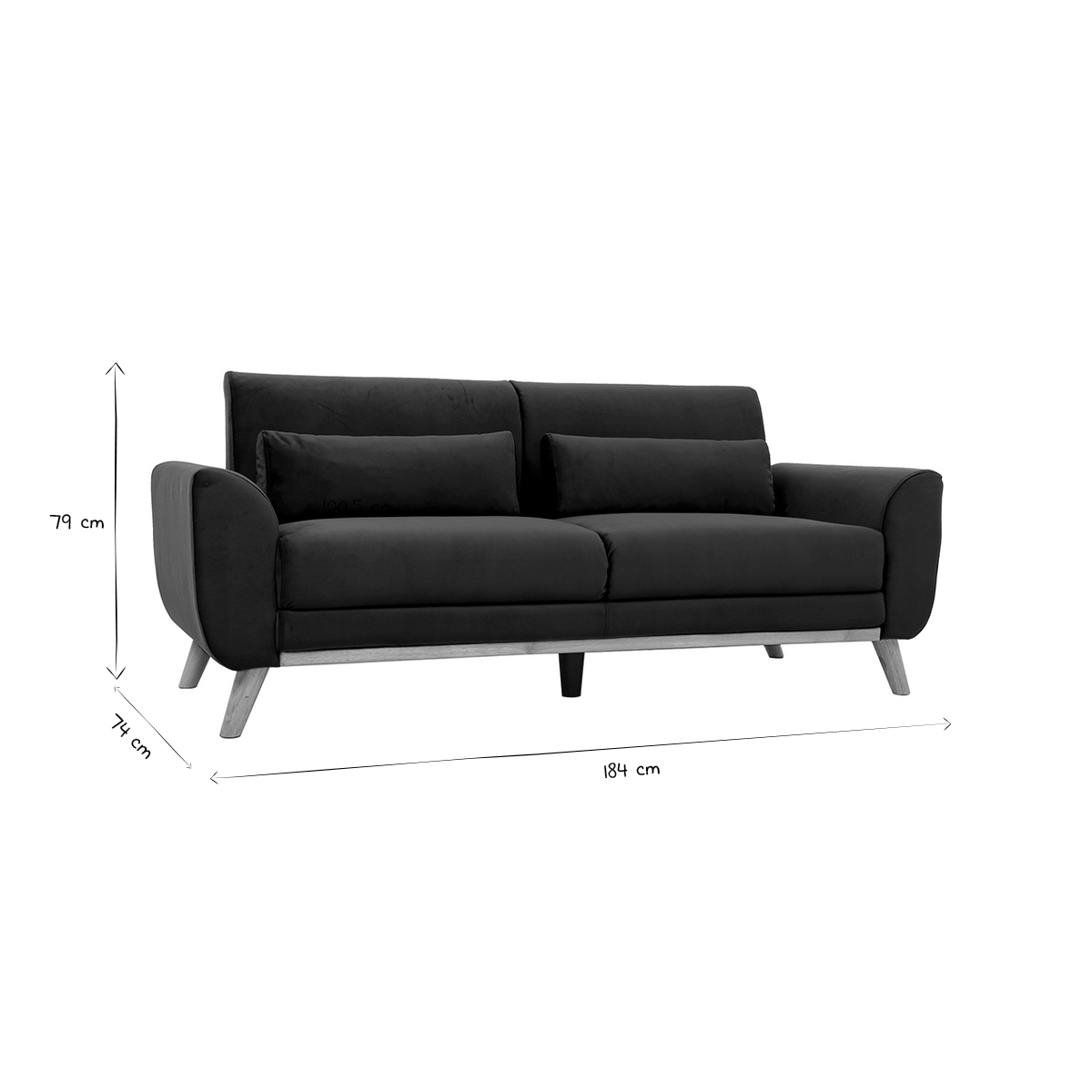 Canapé scandinave 3 places en tissu effet velours texturé terracotta et bois clair EKTOR gris clair, MILIBOO