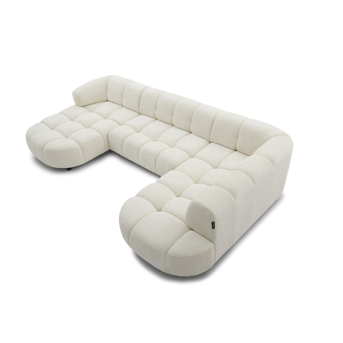 Canapé d'angle convertible places en tissu chenille, LOVELY beige, BOBOCHIC