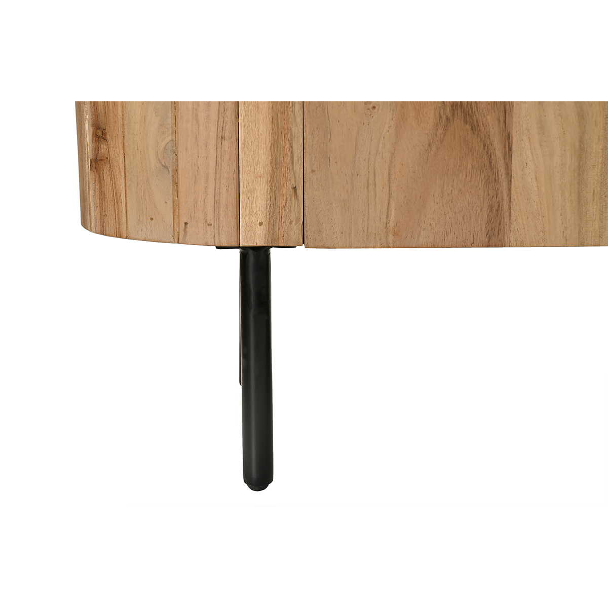 Meuble TV avec rangements en bois massif et métal noir L160 cm NAPOLI chêne clair, MILIBOO