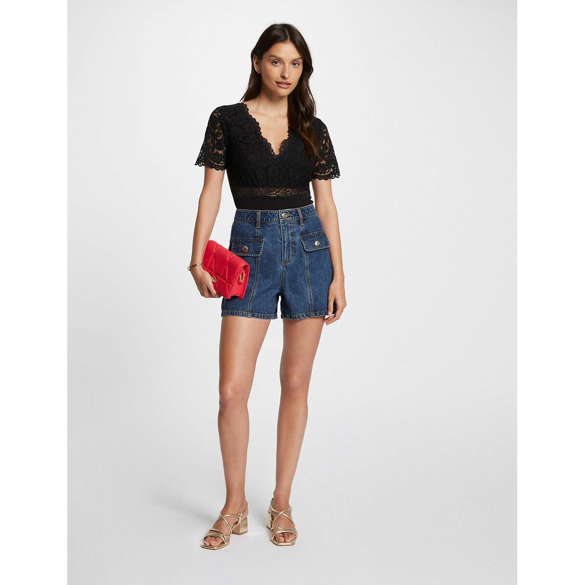 T-shirt manches courtes noir, MORGAN