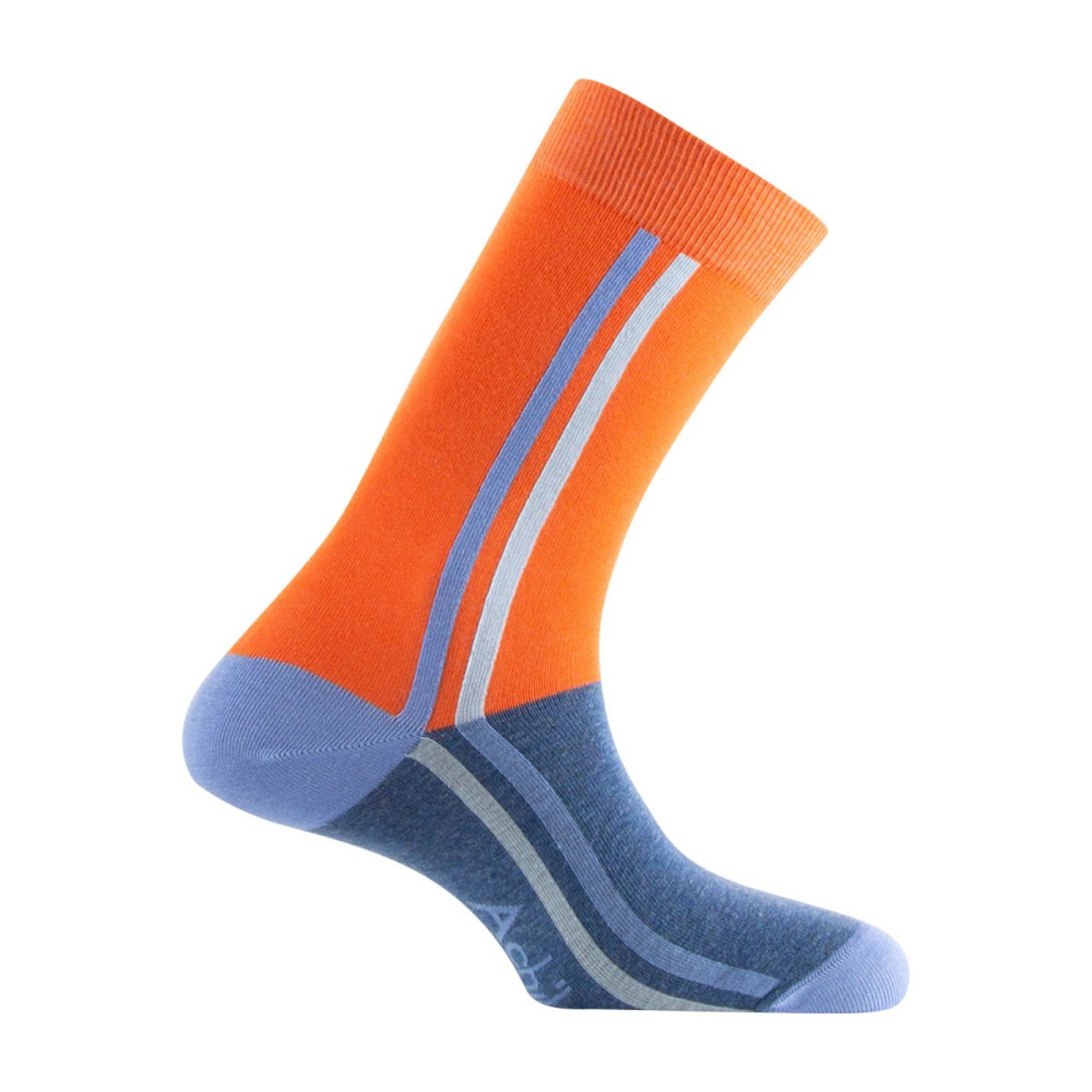 Mi-Chaussettes Fantaisie 'Lines' Coton mélangé orange, ACHILE