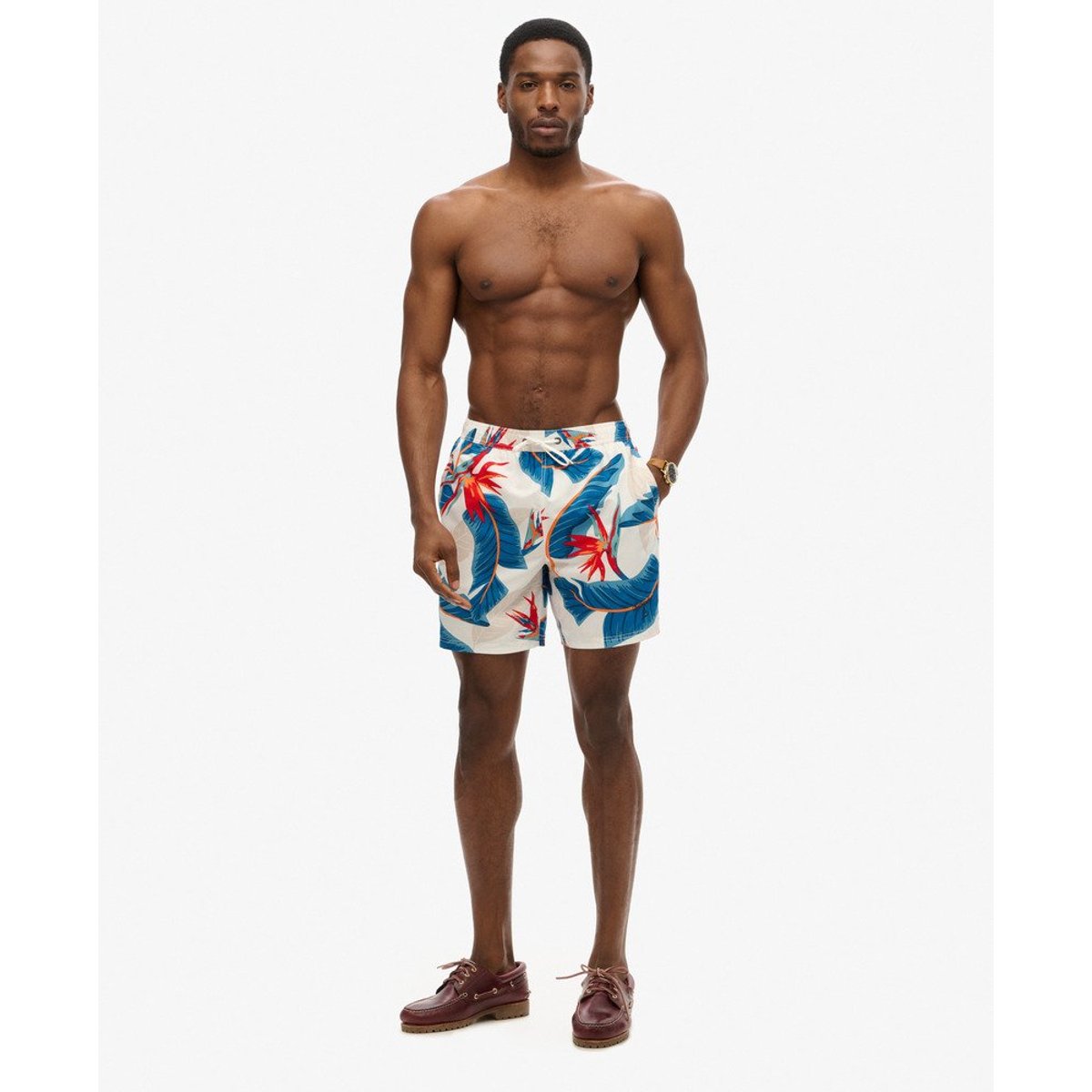Short de bain à imprimé hawaïen recyclé longueur 43 cm optic paradis, SUPERDRY