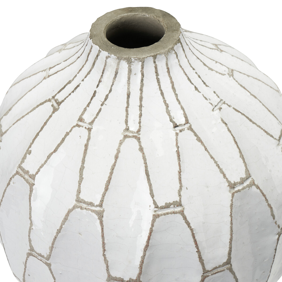 20cm White Stoneware Geometric Vase white, ÉDITÉ
