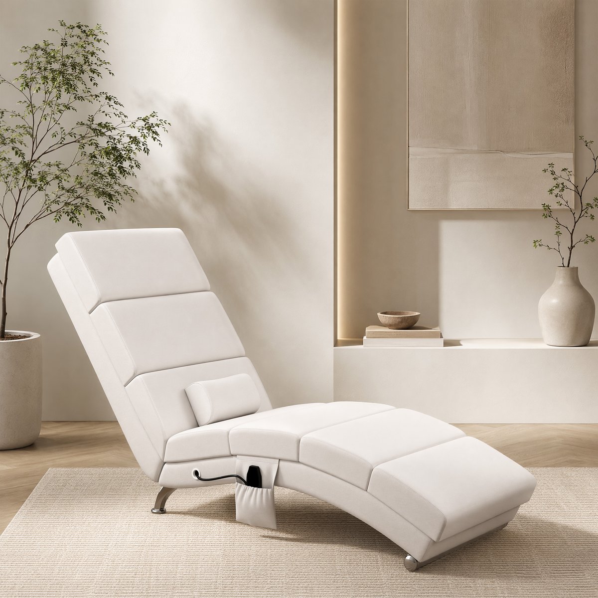 Fauteuil de massage inclinable Tissu effet crème, HOMCOM