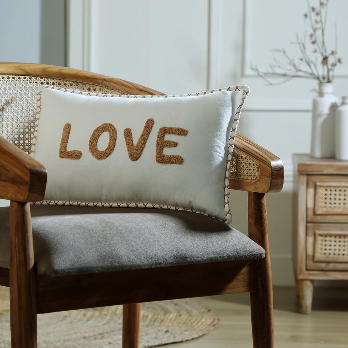 Housse de coussin toile de coton XLOVE terre de sienne, FEBRONIE