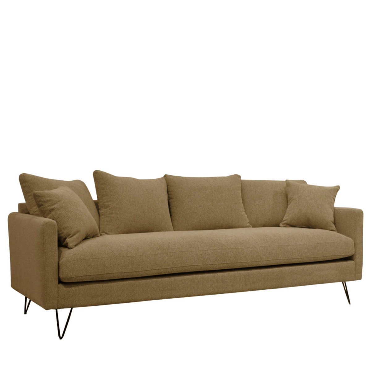 Canapé convertible 4 places en tissu pieds épingles noirs- VILLABON caramel chiné, DRAWER