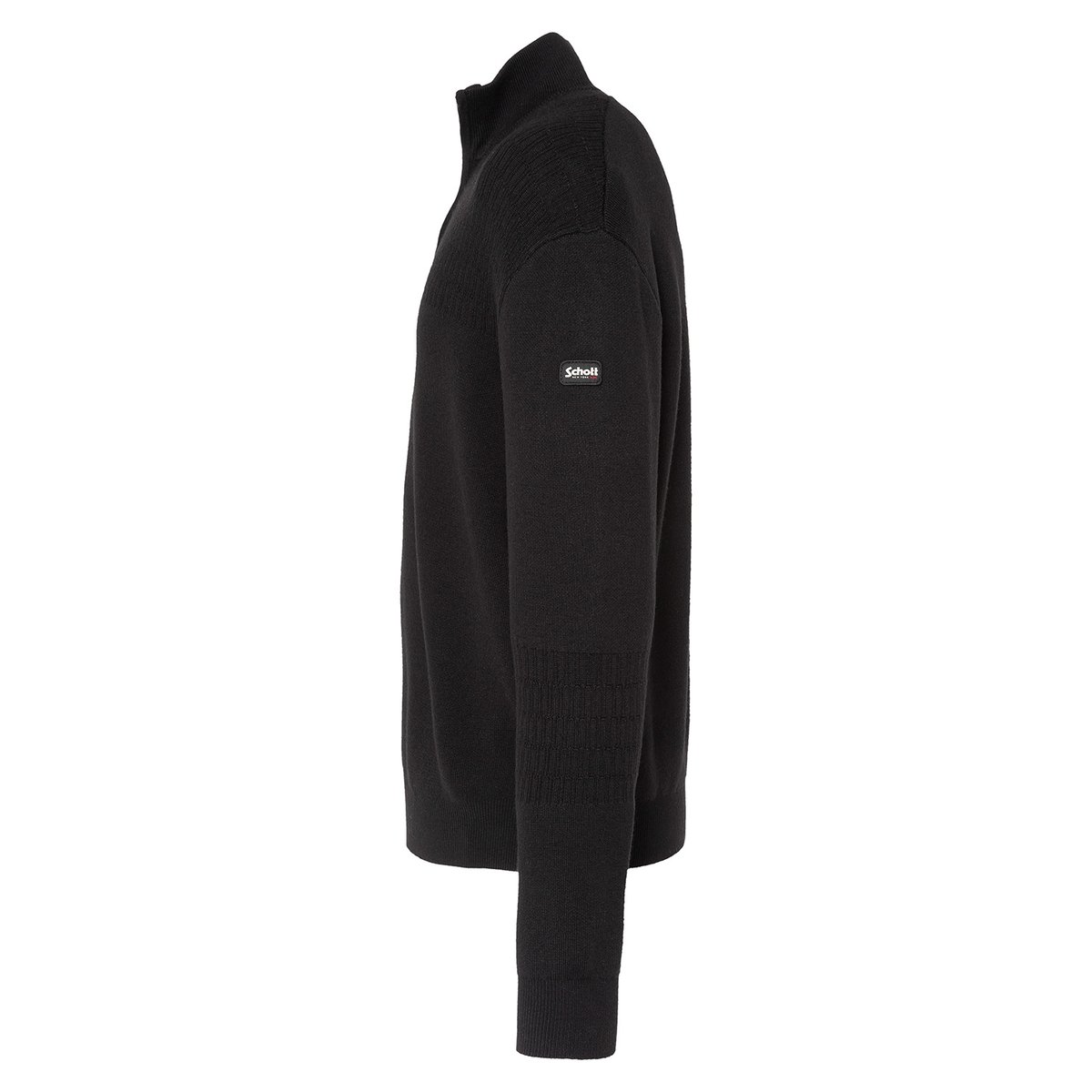 Pull col zippé en maille fine noir, SCHOTT