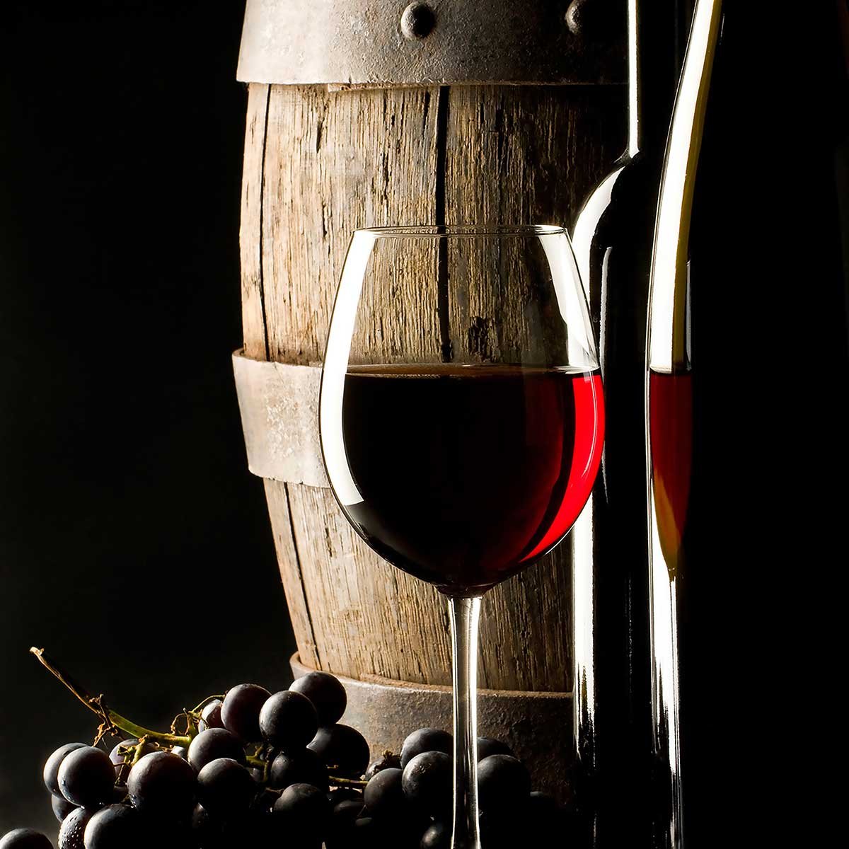 Affiche cuisine vin rouge affiche + cadre en bois - noir, HEXOA