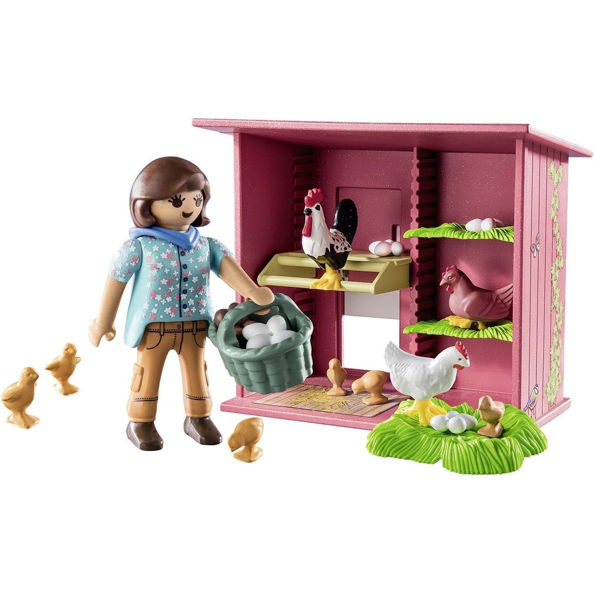 Agricultrice et poulailler multicolore, PLAYMOBIL