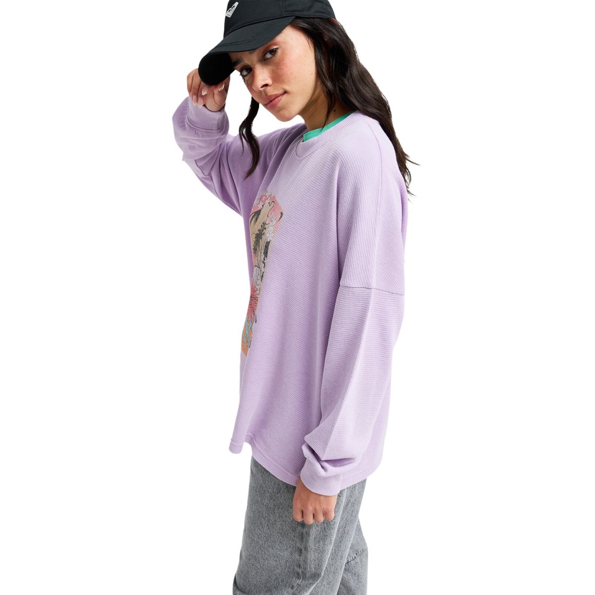 T-Shirt, manches longues, col rond, Uni. violet crocus petal, ROXY