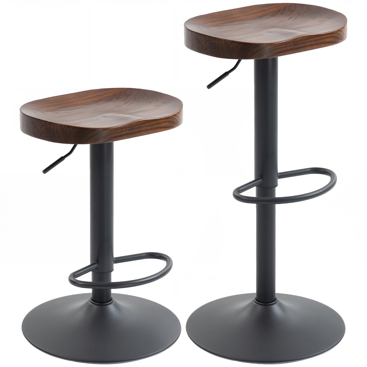 Tabouret de bar Bois d'orme Marron foncé marron foncé, noir, HOMCOM